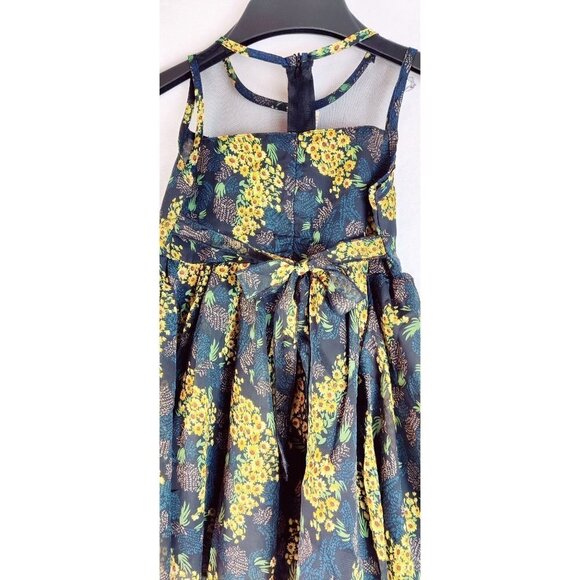 Girls Daisy Dress Sleeveless Black Full Skirt Floral Princes Kidcore Easter - Picture 7 of 10